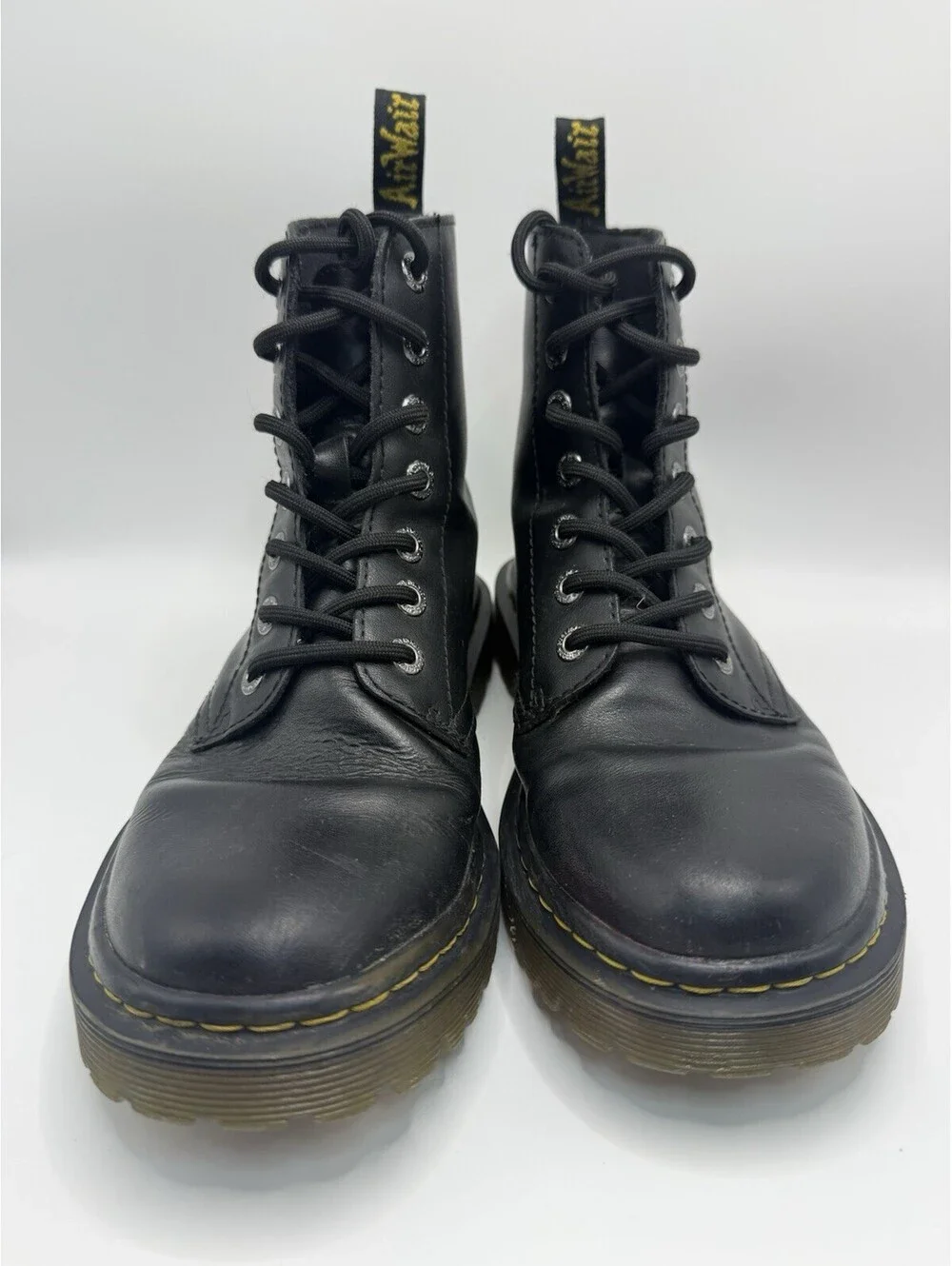 Dr Doc Martens Luana Air Wair Black Leather Combat Boots US Women’s Size 8